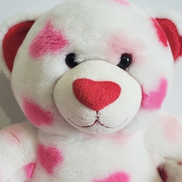 Build A Bear Valentine Hearts White Red Pink Teddy Bear - Picture 3 of 13